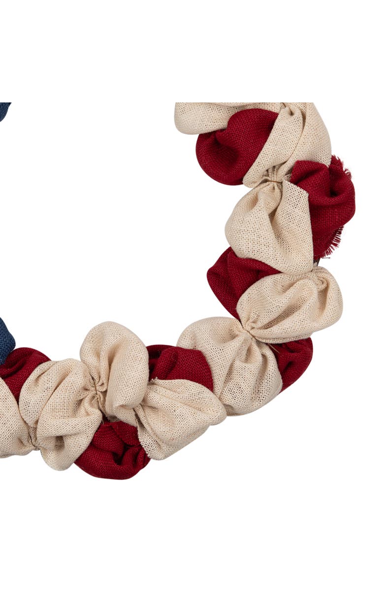 Northlight Americana Stars and Stripes Burlap Patriotic Wreath - 20" - Unlit, Alternate, color, Red