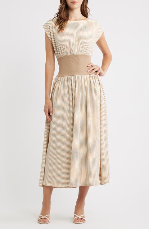 Smocked Bodice Midi Dress