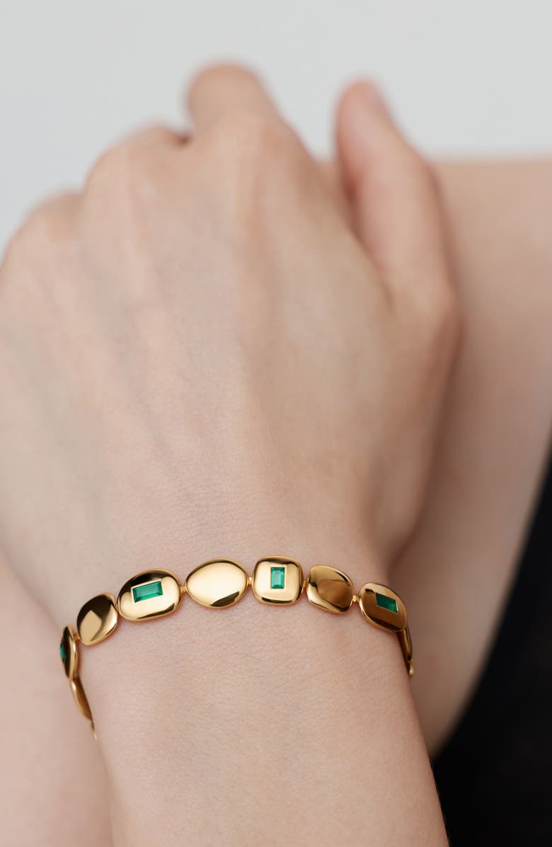 Monica Vinader Mosaic Green Onyx Disc Bracelet, Alternate, color, 