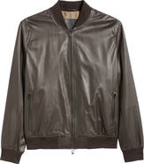Emporio Armani Brown Leather Bomber Jacket