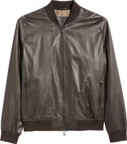 Emporio Armani Brown Leather Bomber Jacket