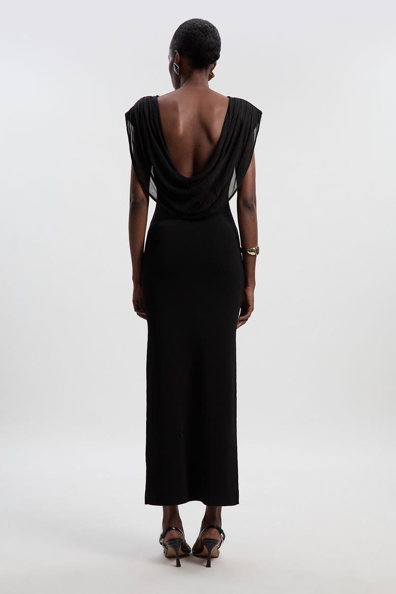 Plunge Back Sleeveless Maxi Dress, Alternate, color, Black