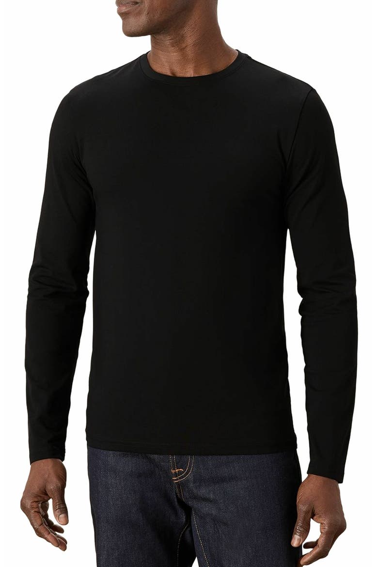 Luxe Stretch Jersey Slim Long Sleeve Tee, Alternate, color, Black