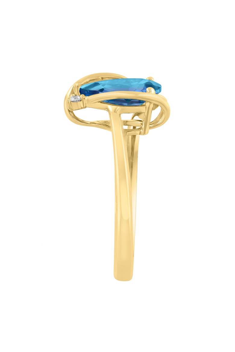 14K Gold Plated Sterling Silver Blue Topaz & Diamond Ring, Alternate, color, BLUE