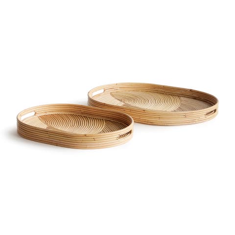 Jelani Cane Oval Decorative Trays Set of 2