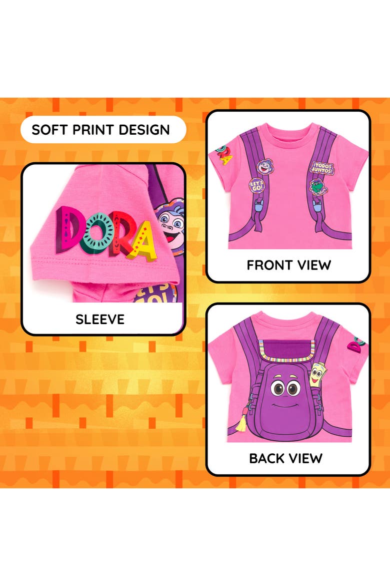 2-Piece Tee and Shorts Set, Alternate, color, Dora Pink Orange