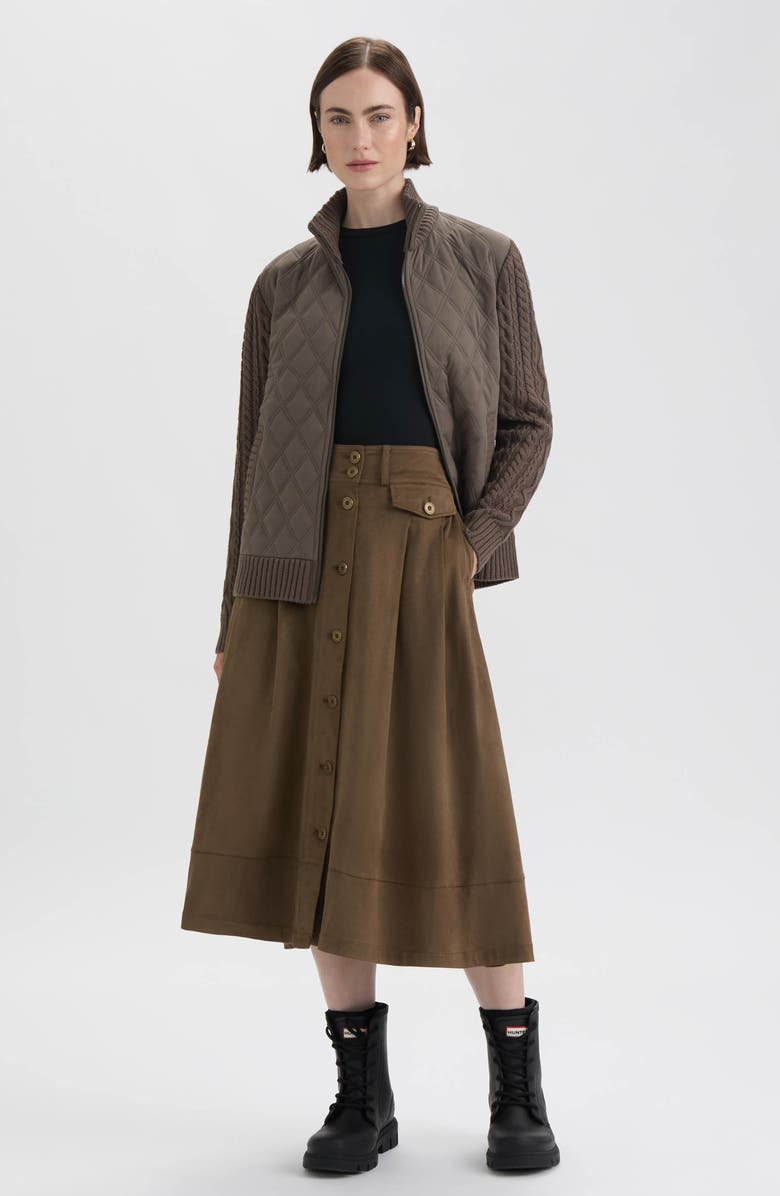 Hunter Faux Suede A-Line Midi Skirt, Alternate, color, Hunter Green