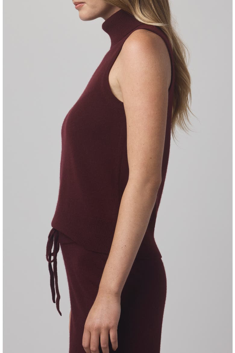 Tori Sleeveless Turtleneck Cashmere Sweater, Alternate, color, ROSEWOOD