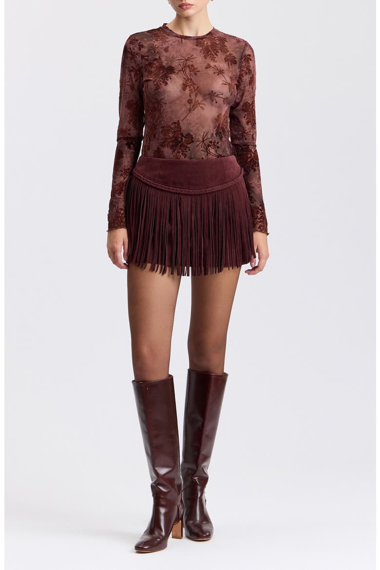 Fringe Miniskirt, Alternate, color, WINE