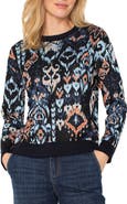 Liverpool Los Angeles Ikat Jacquard Crewneck Sweater