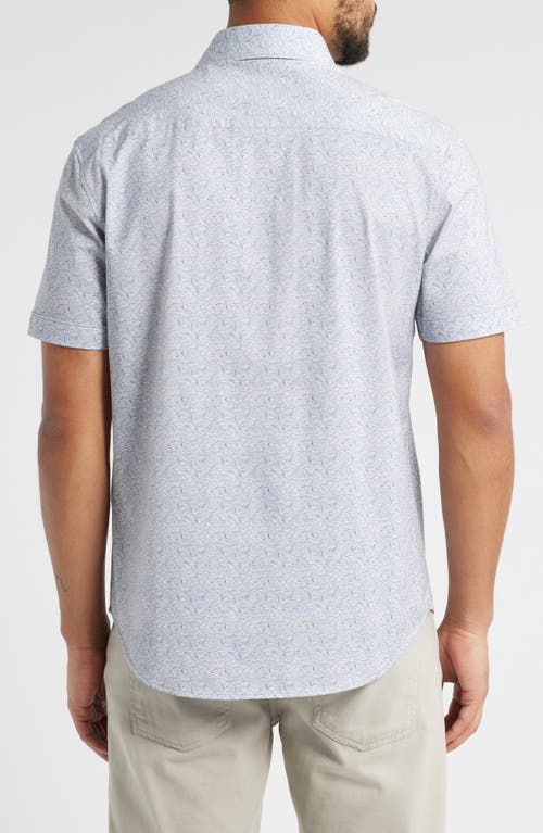 Bugatchi Miles Ooohcotton® Abstract Print Short Sleeve Button-up Shirt In Sand