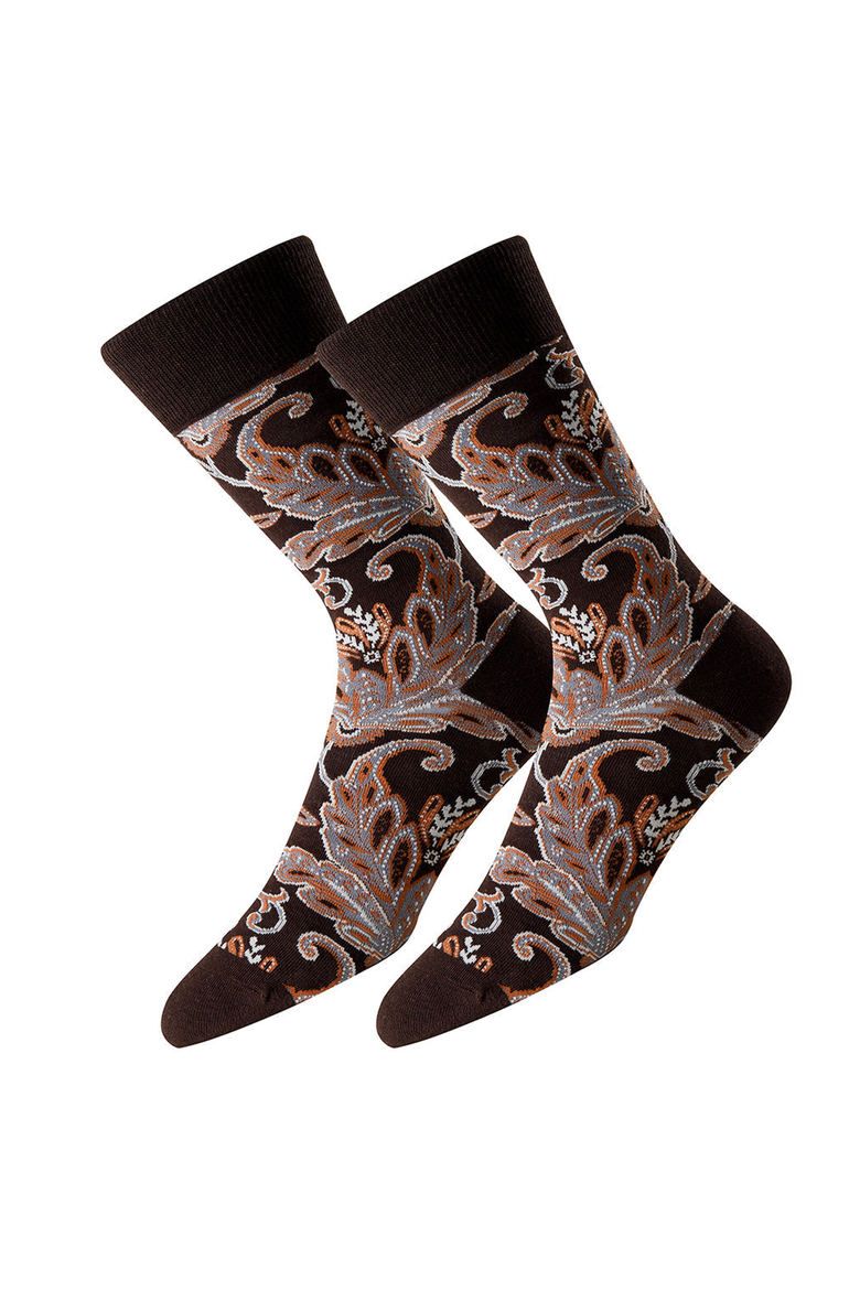 Floralia Men's Socks, Main, color, Floralia Brown