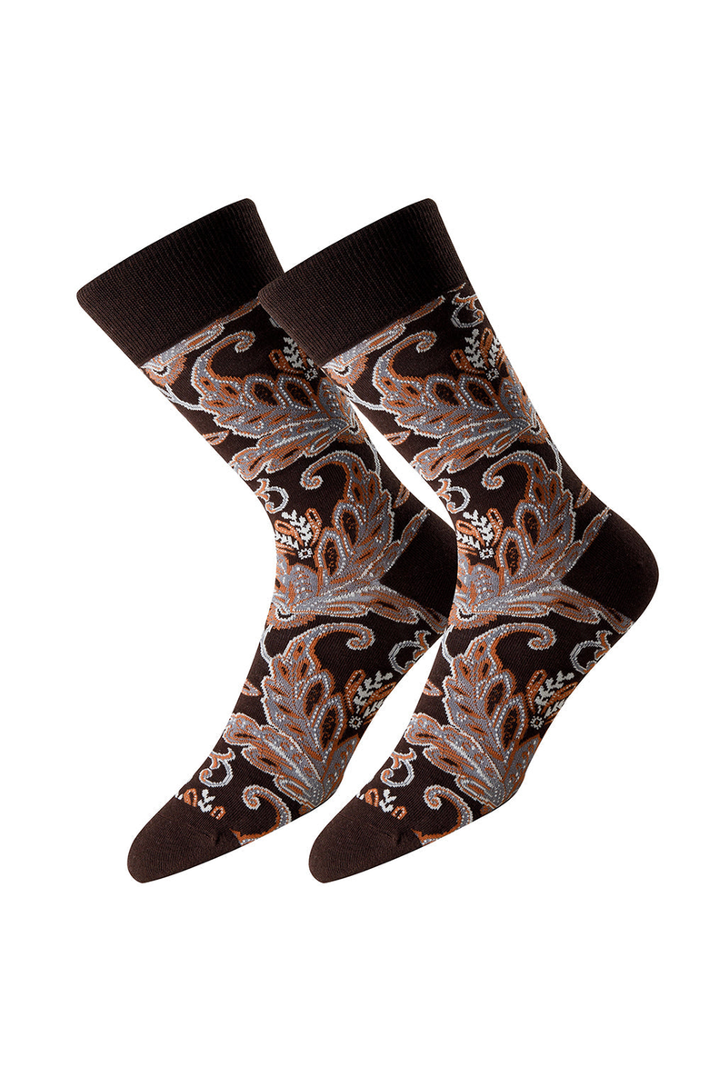 Beau Ties of Vermont Floralia Men's Socks, Main, color, Floralia Brown