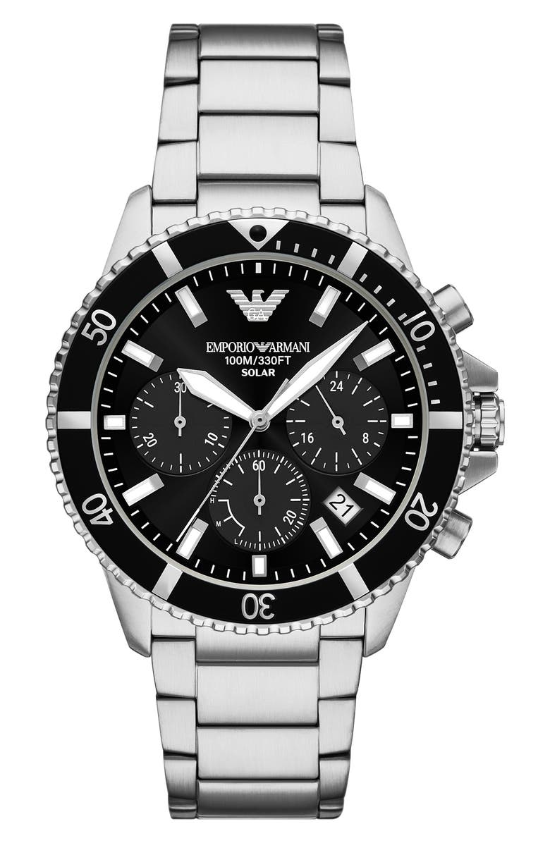 Emporio Armani World Explorer Solar Chronograph Bracelet Watch, 43.5mm, Main, color,
