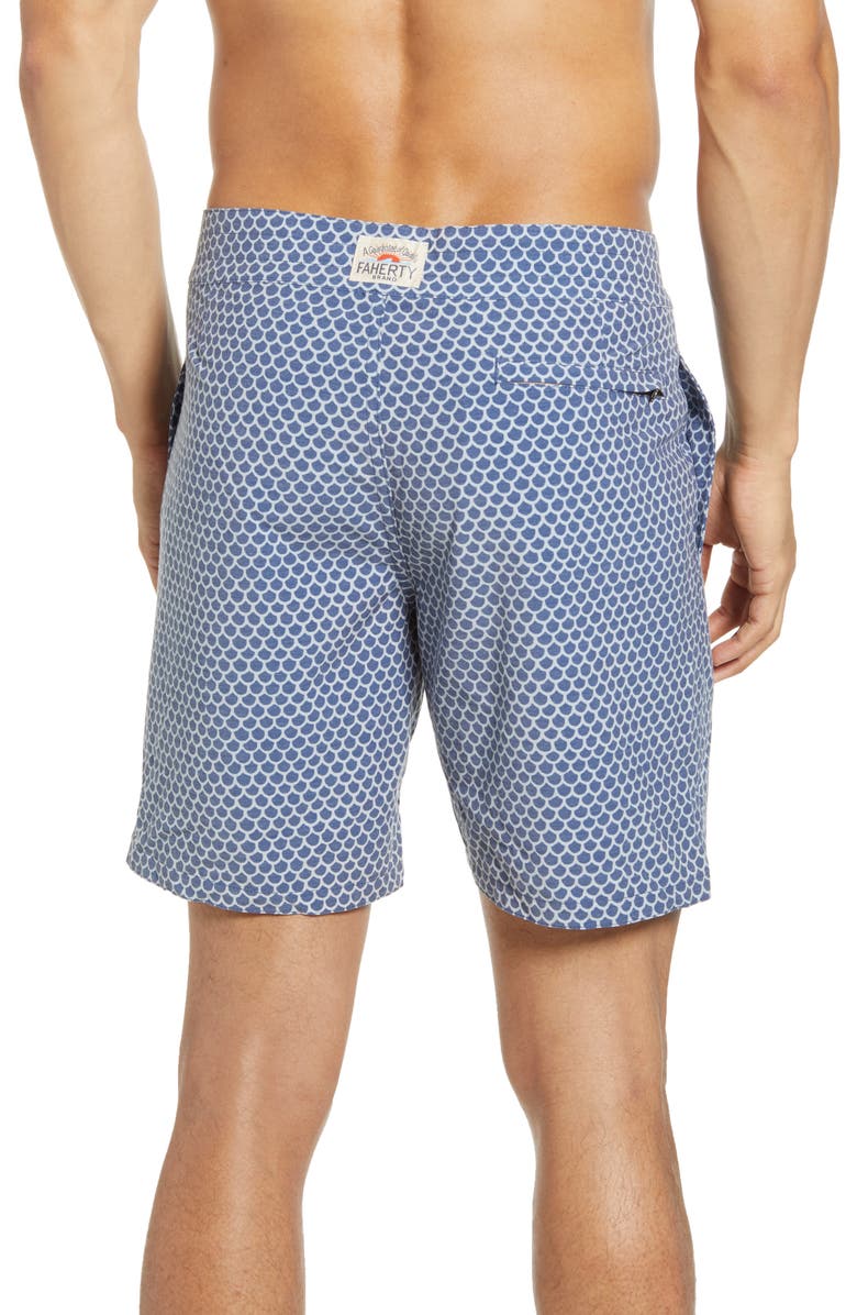 Faherty Scallop Print Board Shorts, Alternate, color, Fish Scale Batik
