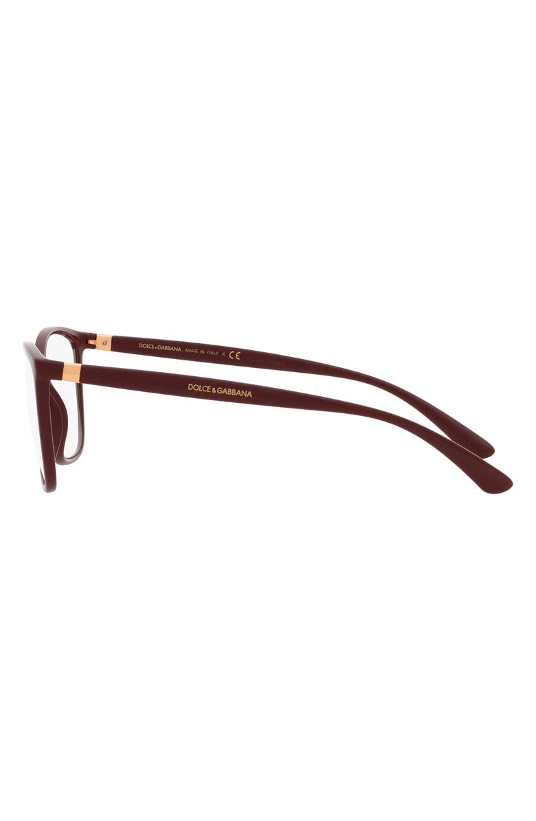 Dolce&Gabbana 54mm Rectangular Optical Glasses, Alternate, color, Bordeaux Blue Light Filter