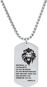 HMY JEWELRY Be Strong Dog Tag Pendant Necklace