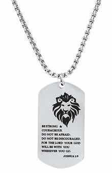 HMY JEWELRY Be Strong Dog Tag Pendant Necklace