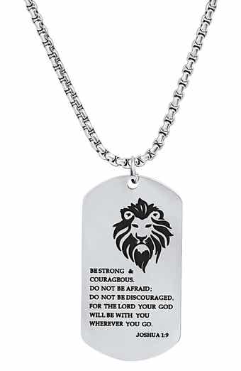 HMY JEWELRY Be Strong Dog Tag Pendant Necklace