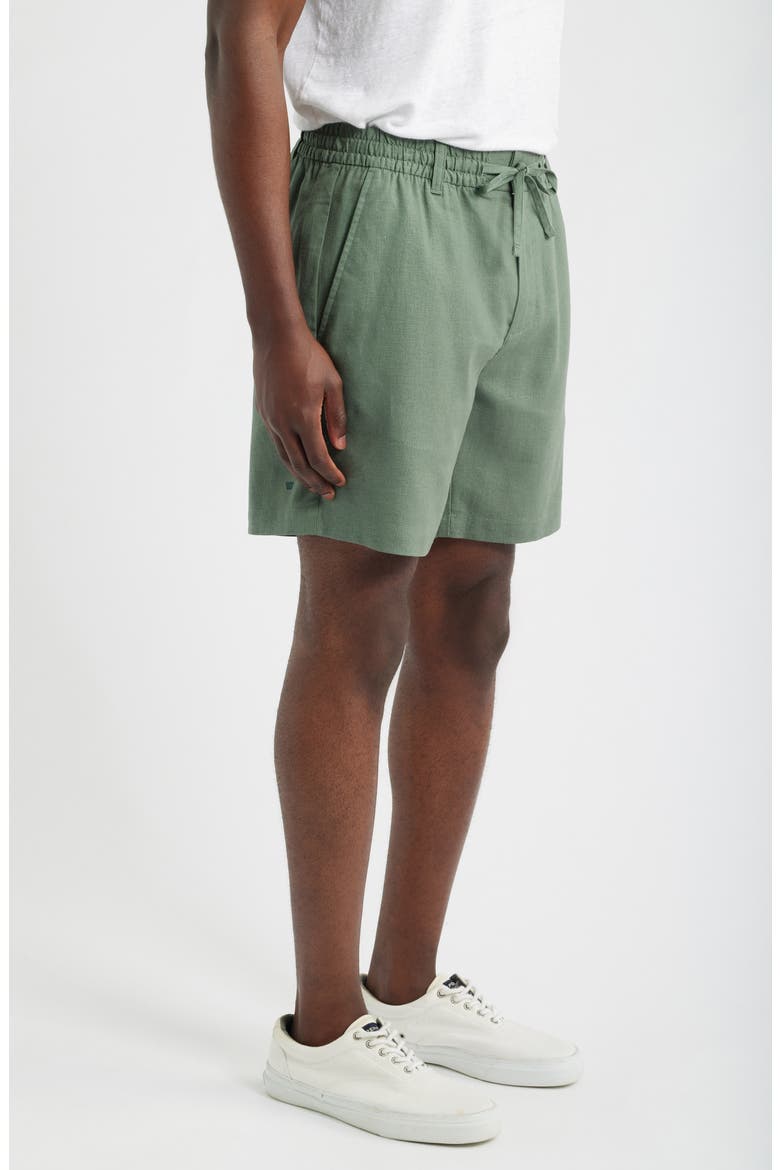 Linen Blend Drawstring Shorts, Alternate, color, CACTUS