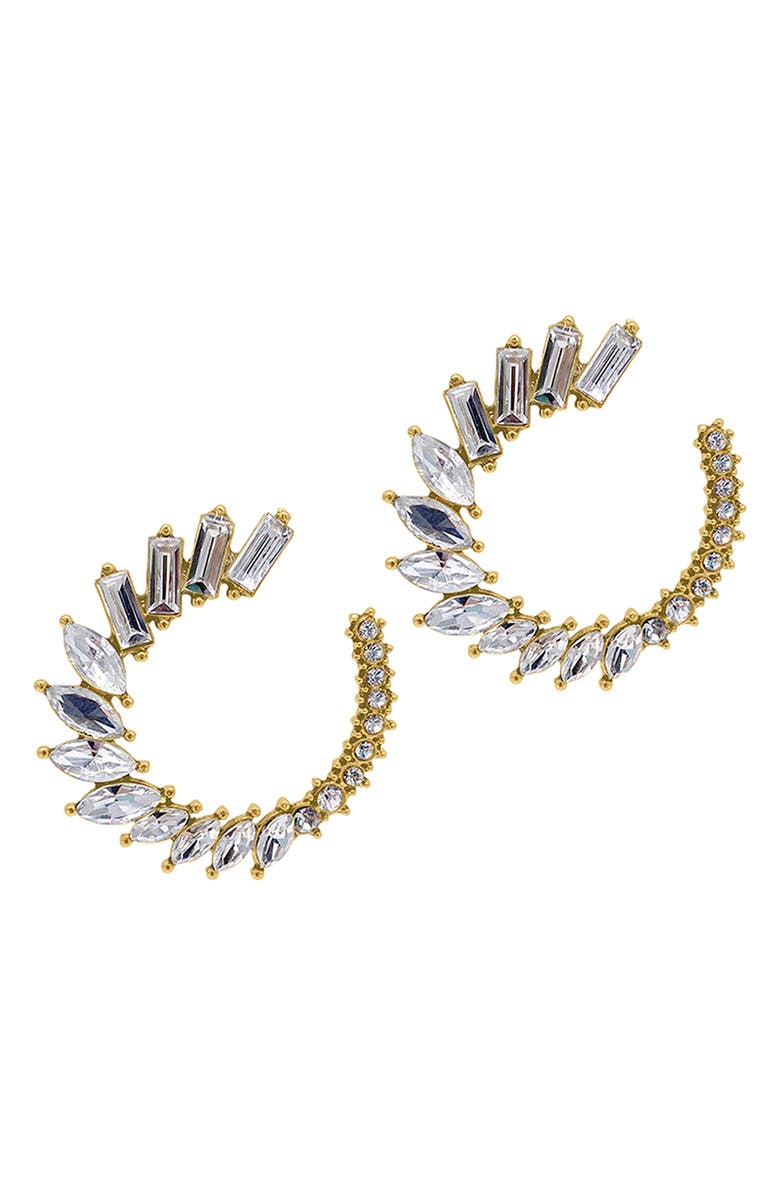 Adornia 14K Gold Plate Cubic Zirconia Frontal Hoop Earrings, Main, color, 