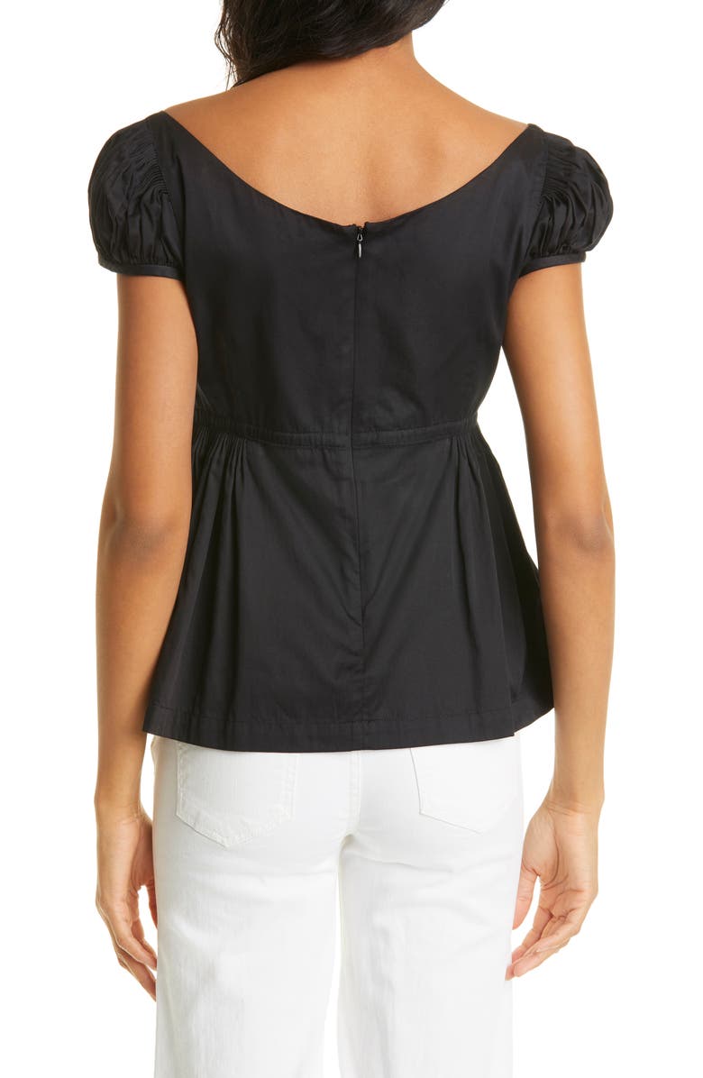 Rebecca Taylor Puff Sleeve Peplum Top, Alternate, color, 