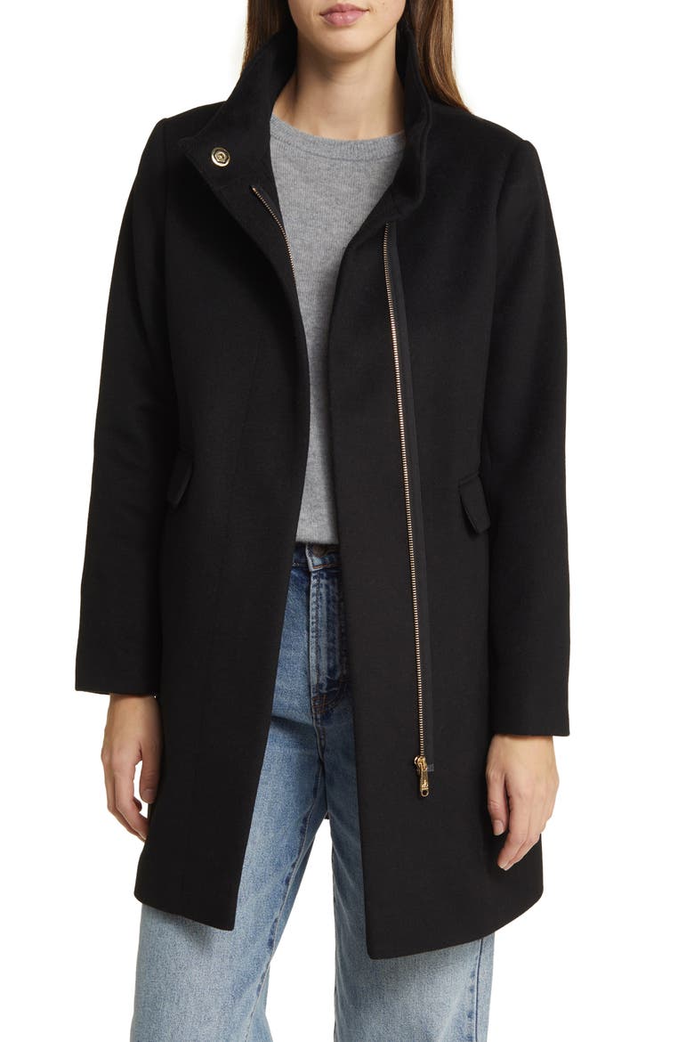 Longline Wool Blend Coat, Alternate, color, BLACK