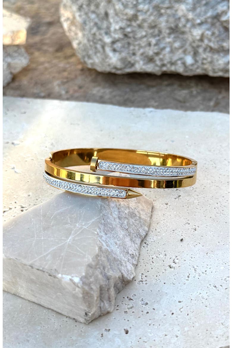 Cubic Zirconia Wrap Cuff Bracelet, Alternate, color, GOLD