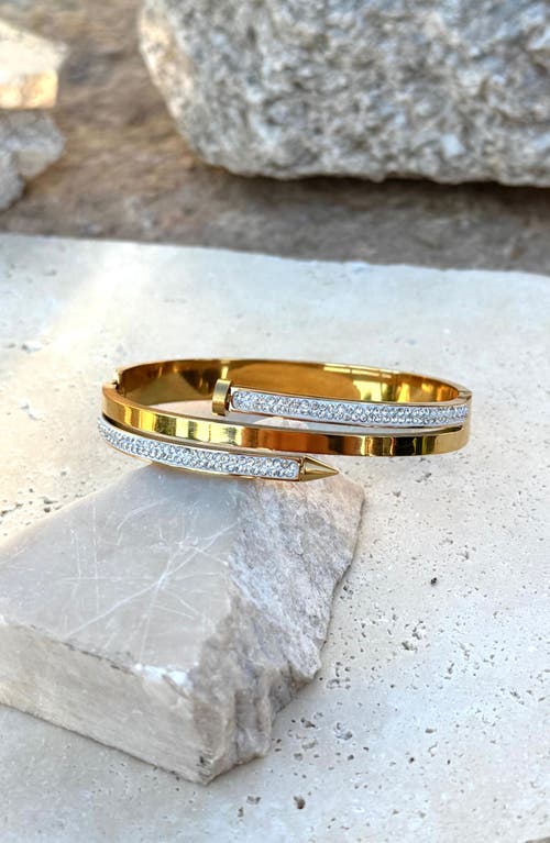Adornia Tarnish Resistant 18k Gold Plated Chunky Nail Bangle In Gold