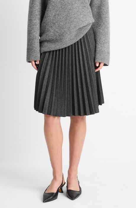 Vince Pleated Herringbone Skirt