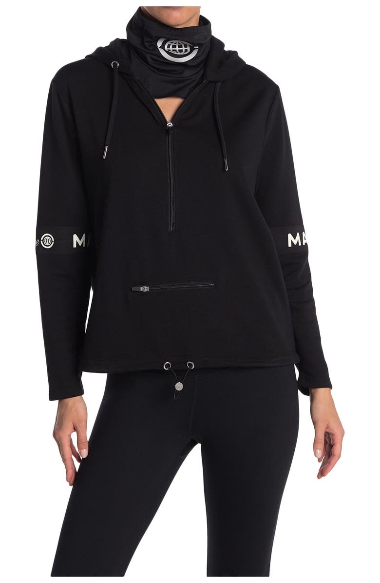 MAX STUDIO Stroll Half Zip Logo Sleeve Hoodie, Main, color,
