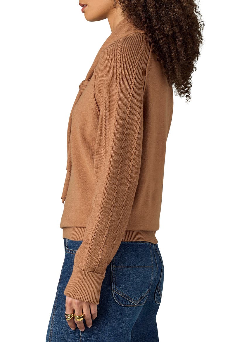 Tie Neck Sweater, Alternate, color, SAHARA SAND