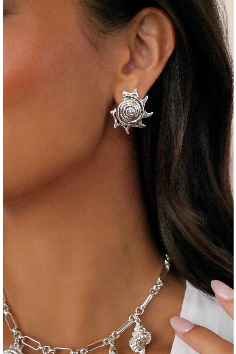Sorrento Shell Statement Earrings, Alternate, color, SILVER