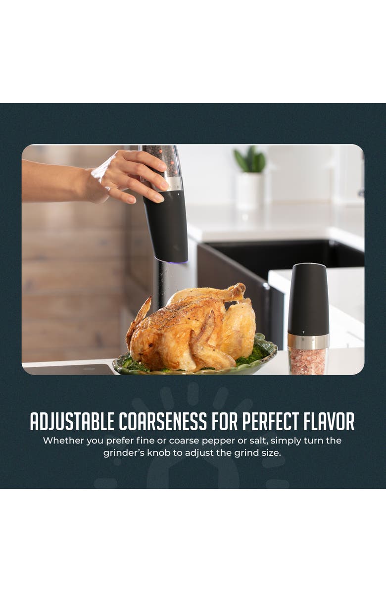 Luminuxe Gravity Adjustable Ceramic Electric Salt Pepper Grinder Set, Alternate, color, Black