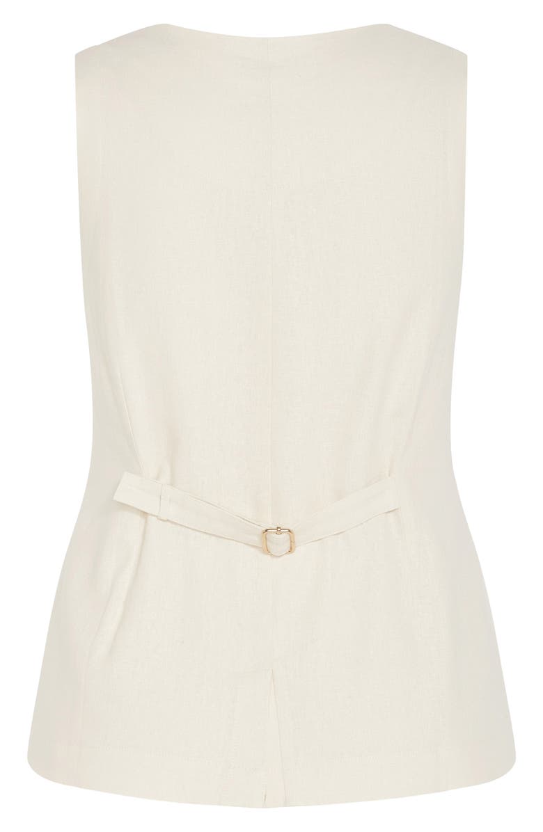 City Chic Vivien Linen Blend Vest, Alternate, color, Cream