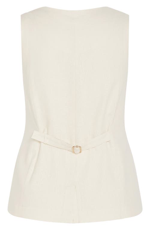City Chic Vivien Linen Blend Vest In Cream