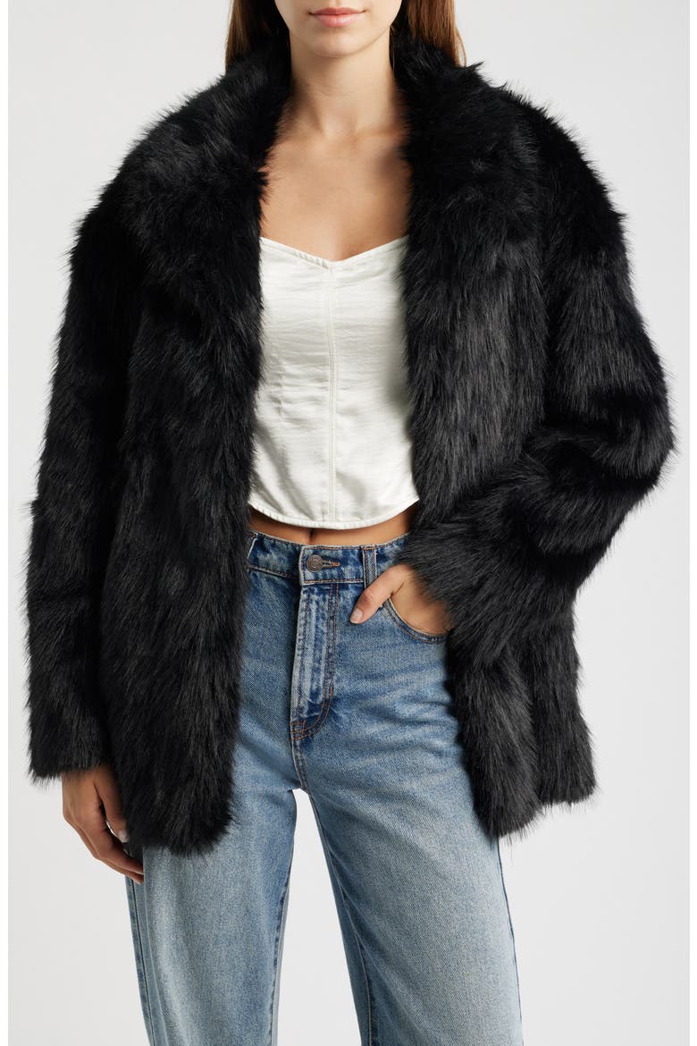 Super Trouper Faux Fur Jacket, Main, color, BLACK