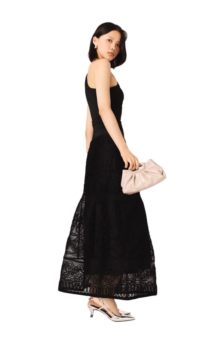 maje Asymmetric bodysuit, Alternate, color, Black