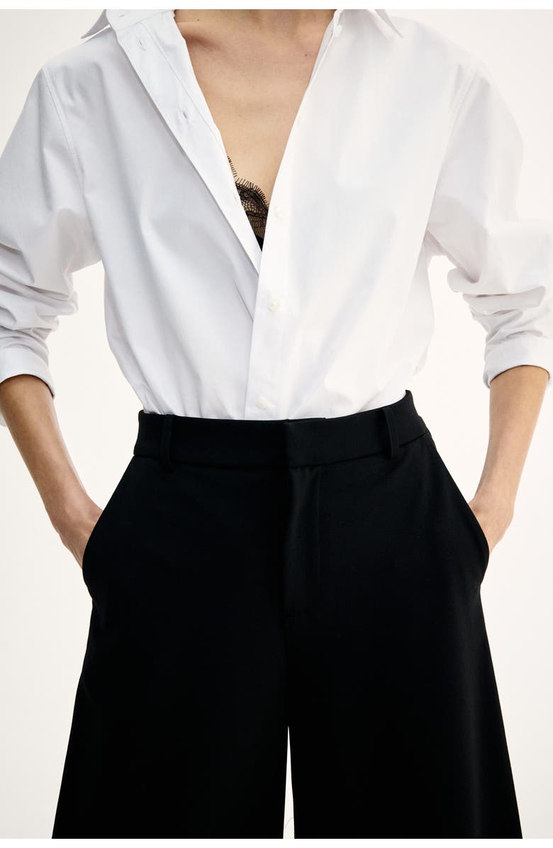 H&M Jersey Barrel-leg Trousers, Alternate, color, Black