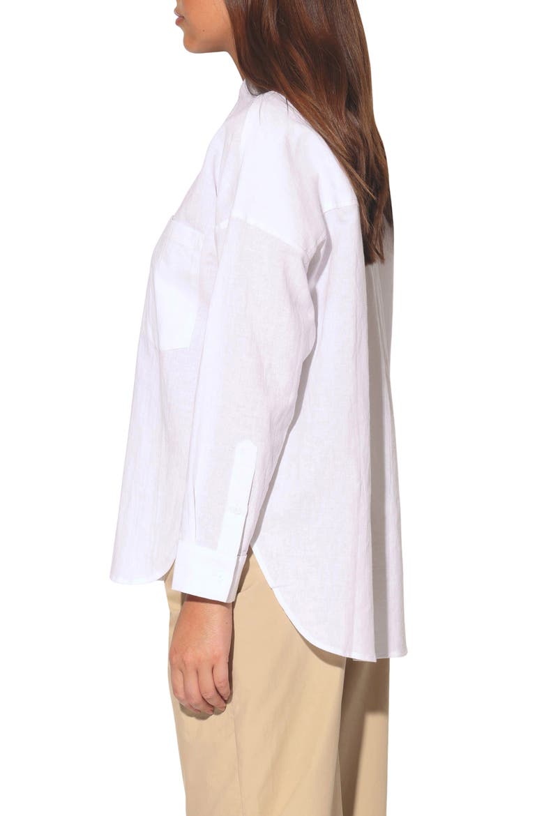 Samira Cotton & Linen Button-Up Shirt, Alternate, color, WHITE