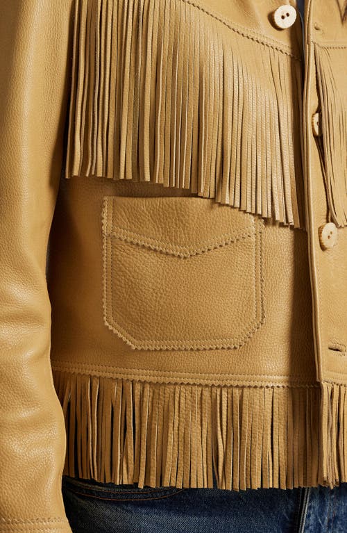 Polo Ralph Lauren Fringe Leather Jacket In Brown