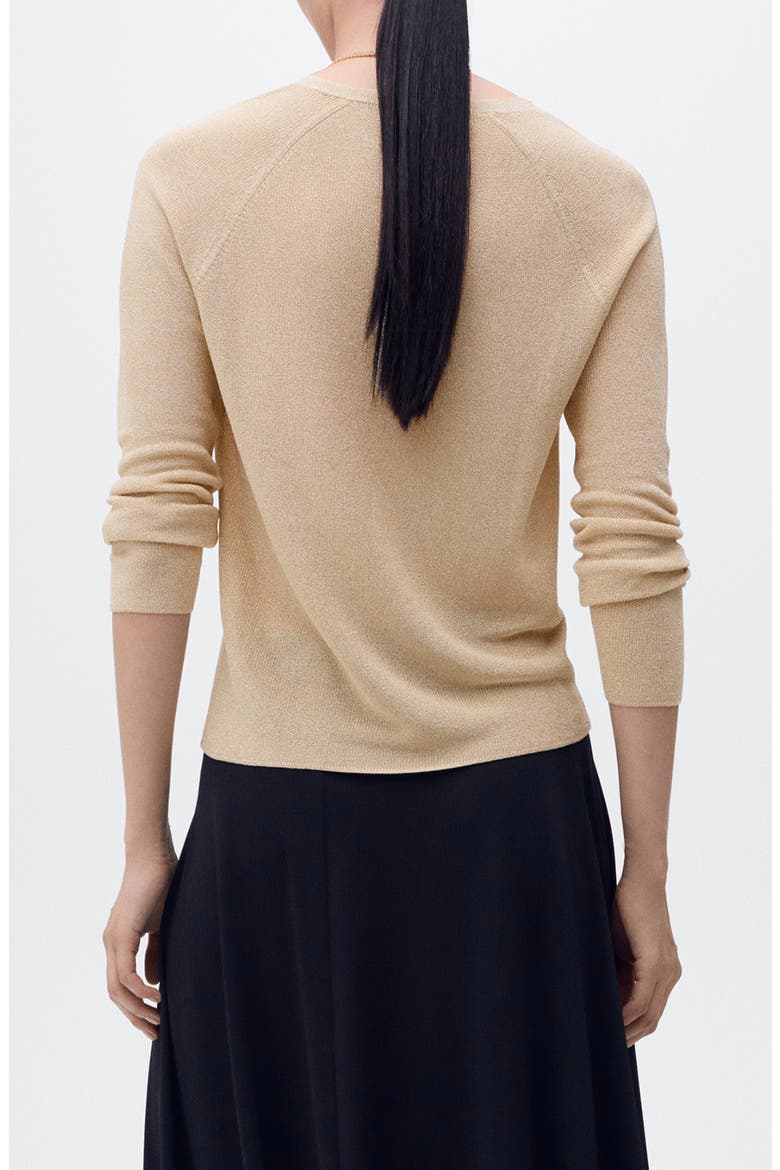 Metallic V-Neck Sweater, Alternate, color, GOLD