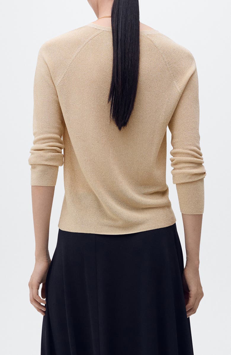 MANGO Metallic V-Neck Sweater, Alternate, color, Gold