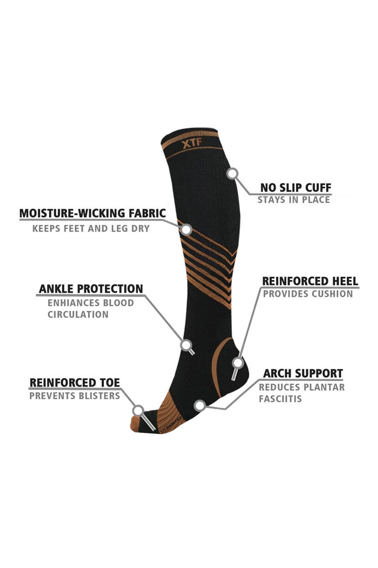 Pack of 6 Copper Infused Knee High Socks, Alternate, color, BLACK/ BROWN