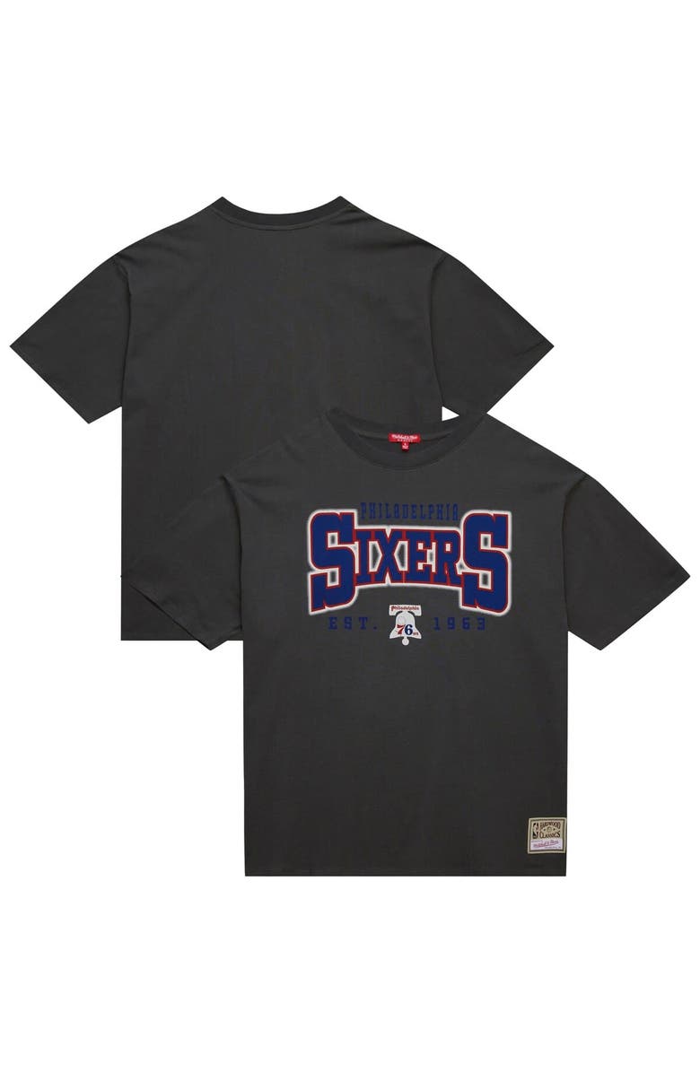 Mitchell & Ness Women's Mitchell & Ness Charcoal Philadelphia 76ers Hardwood Classics Oversized Boyfriend T-Shirt, Main, color, Charcoal