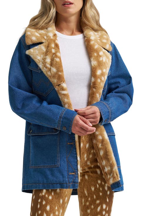 Faux Fur Lined Denim Coat