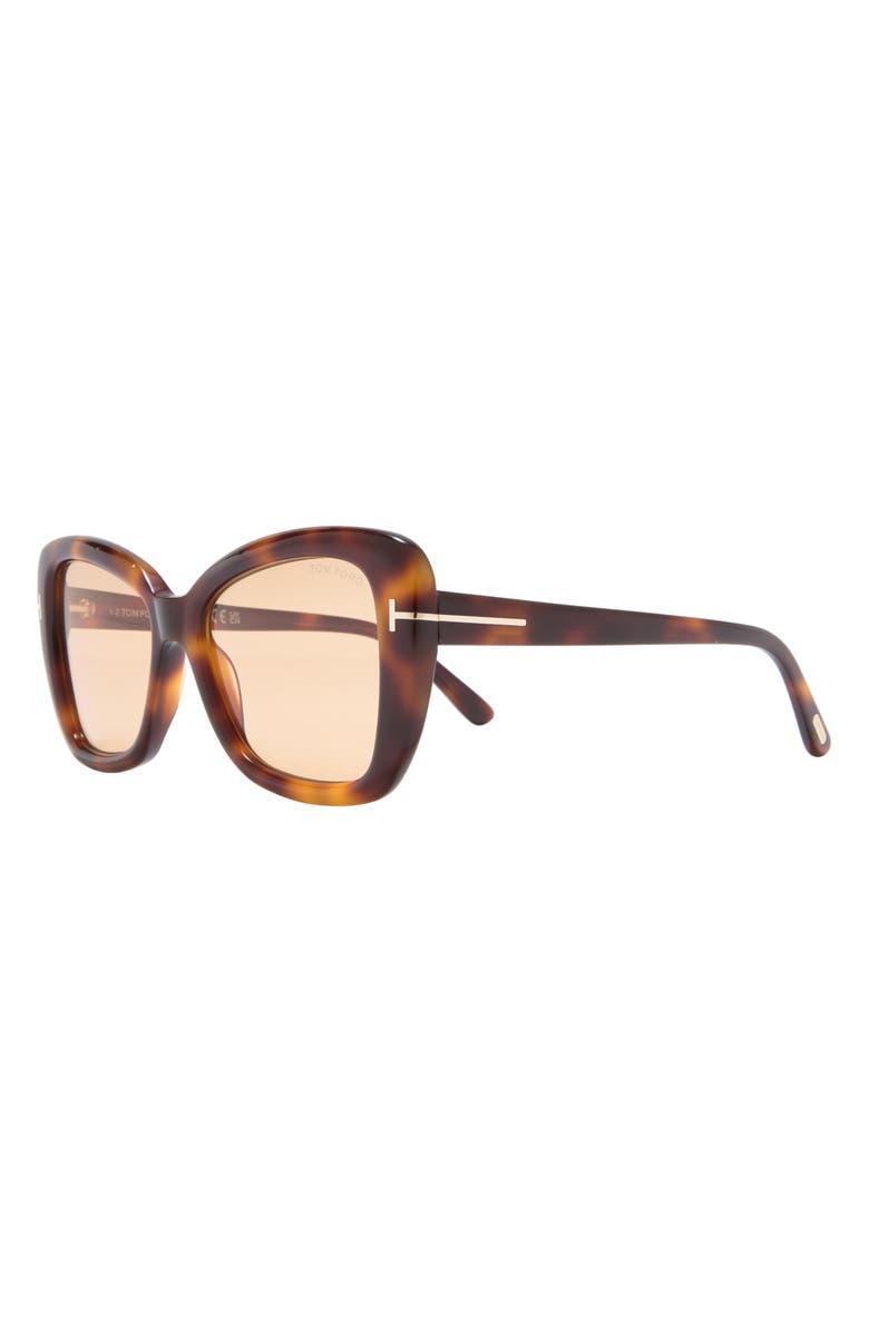 TOM FORD Maeve 55mm Butterfly Sunglasses, Alternate, color, Blonde Havana / Brown