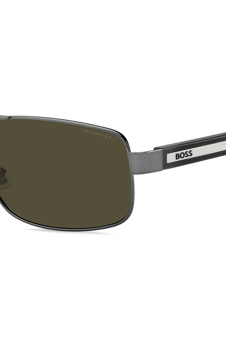 BOSS 62mm Navigator Sunglasses, Alternate, color, Dark Ruthenium/ Green