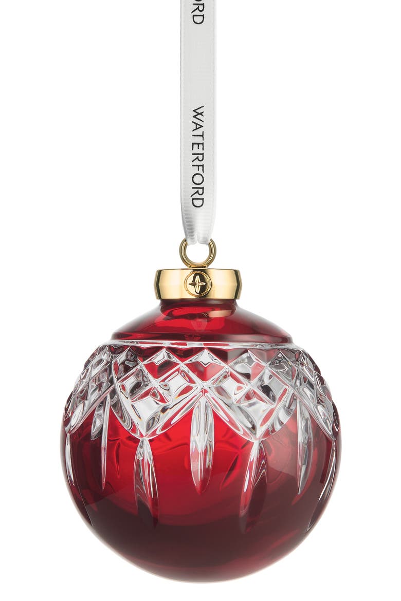Lismore Red Bauble Crystal Ornament, Main, color, RED