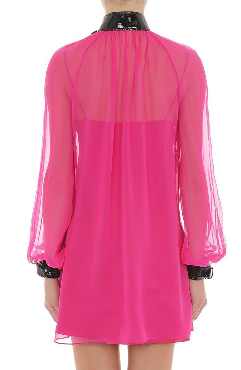 Moschino Belt Detail Long Sleeve Silk Chiffon Minidress, Alternate, color,